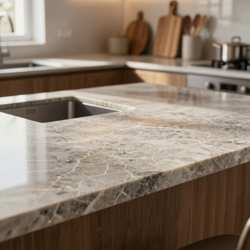 монтаж столешницы из камня